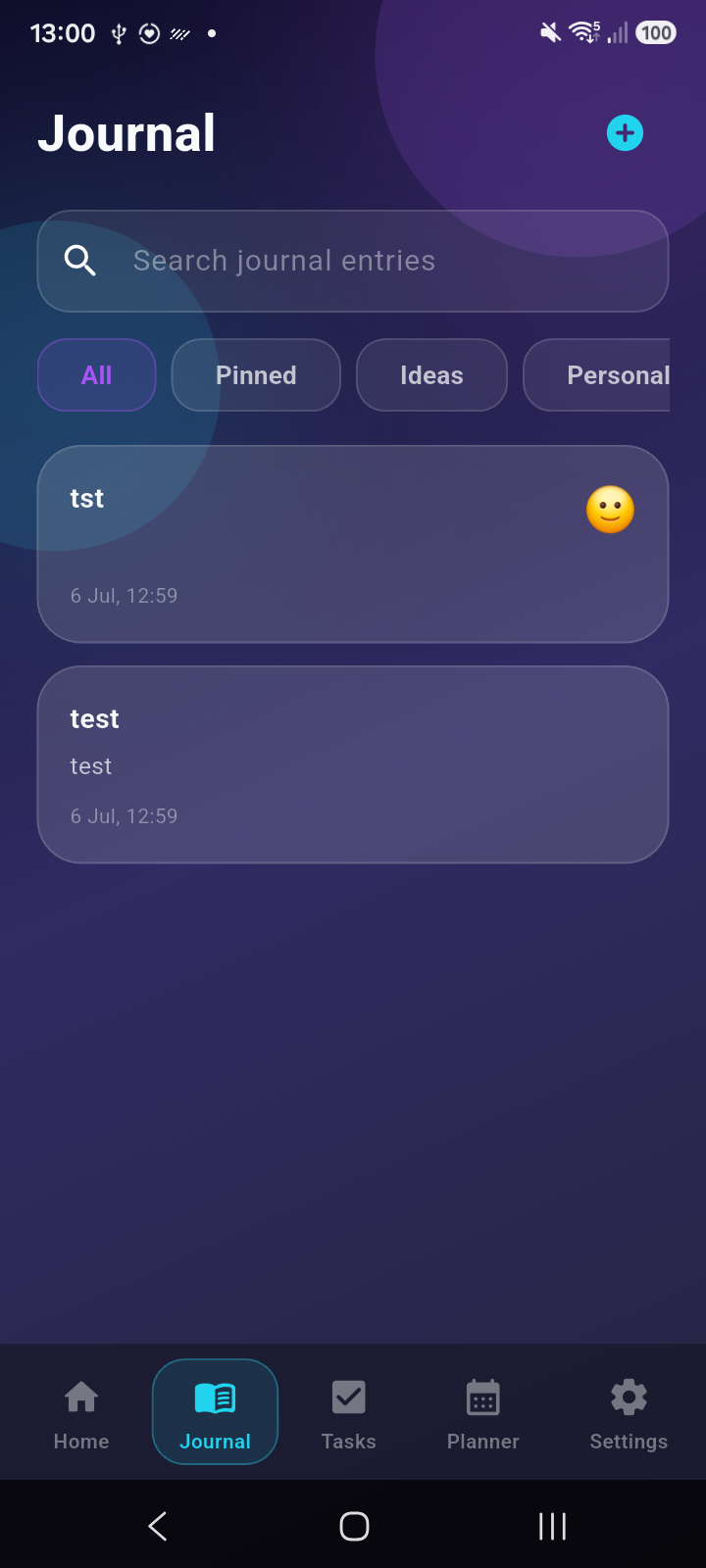 ClearMind Journal archive screen